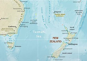 Map of the Tasman Sea