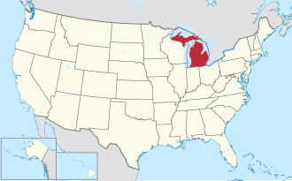 Location of Michigan within the United States