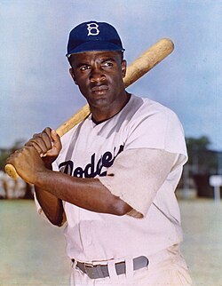Robinson with the Brooklyn Dodgers in 1949