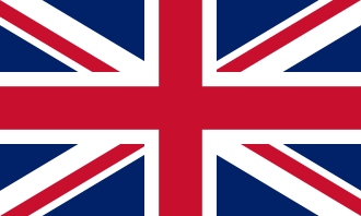 The Union Jack: a red cross over combined red and white saltires, all with white borders, over a dark blue background.