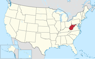 Location of West Virginia within the United States
