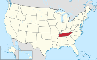 Location of Tennessee within the United States