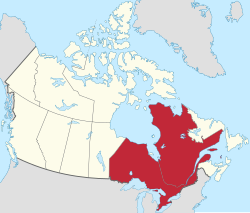 Map of Central Canada, defined politically