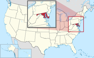 Location of Maryland within the United States