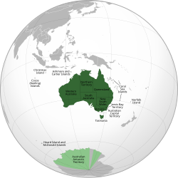 Orthographic map of Australia