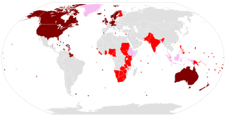 world map showing countries where a Germanic language is the primary or official language