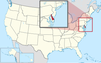 Location of Delaware within the United States