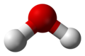 Ball-and-stick model of a water molecule