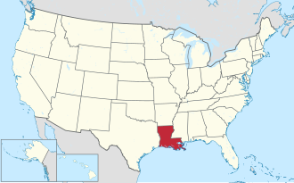 Location of Louisiana within the United States